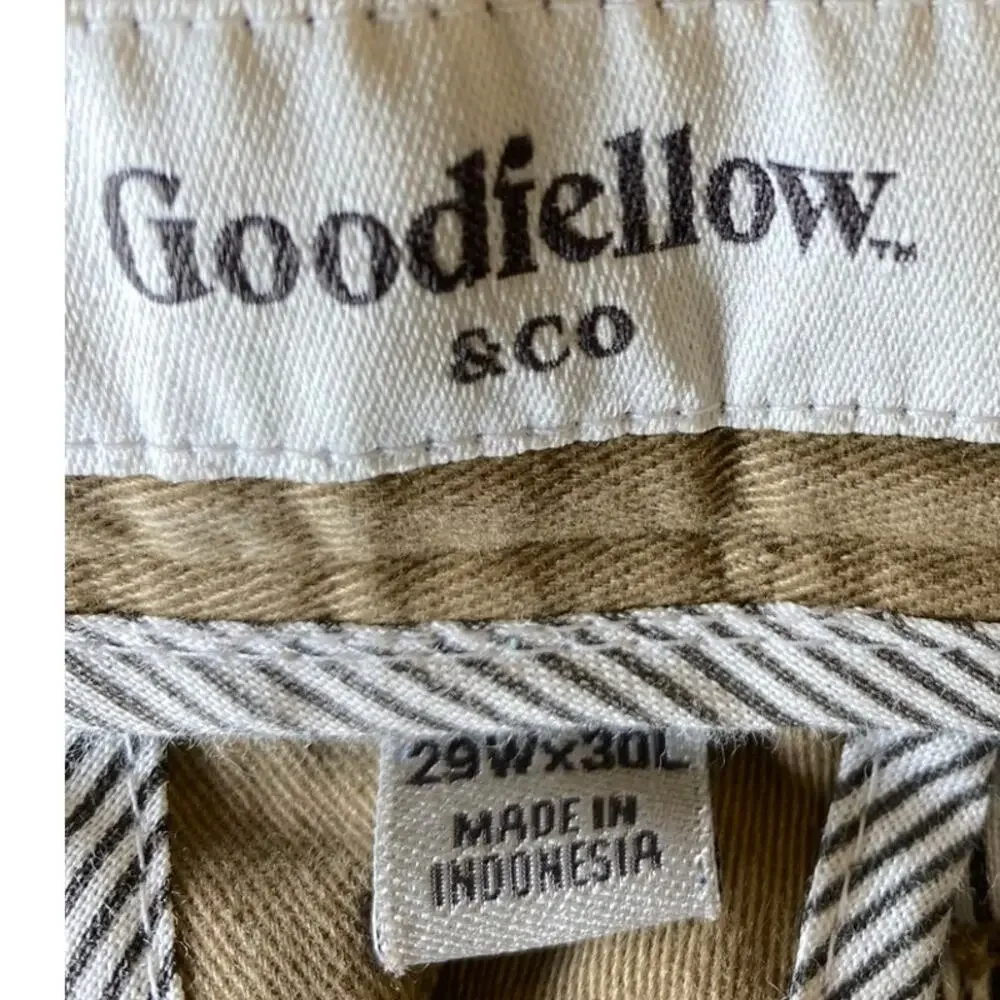 R113 Goodfellow and Co Mens Khaki Chino Pants 29x30 Straight Leg Cotton
